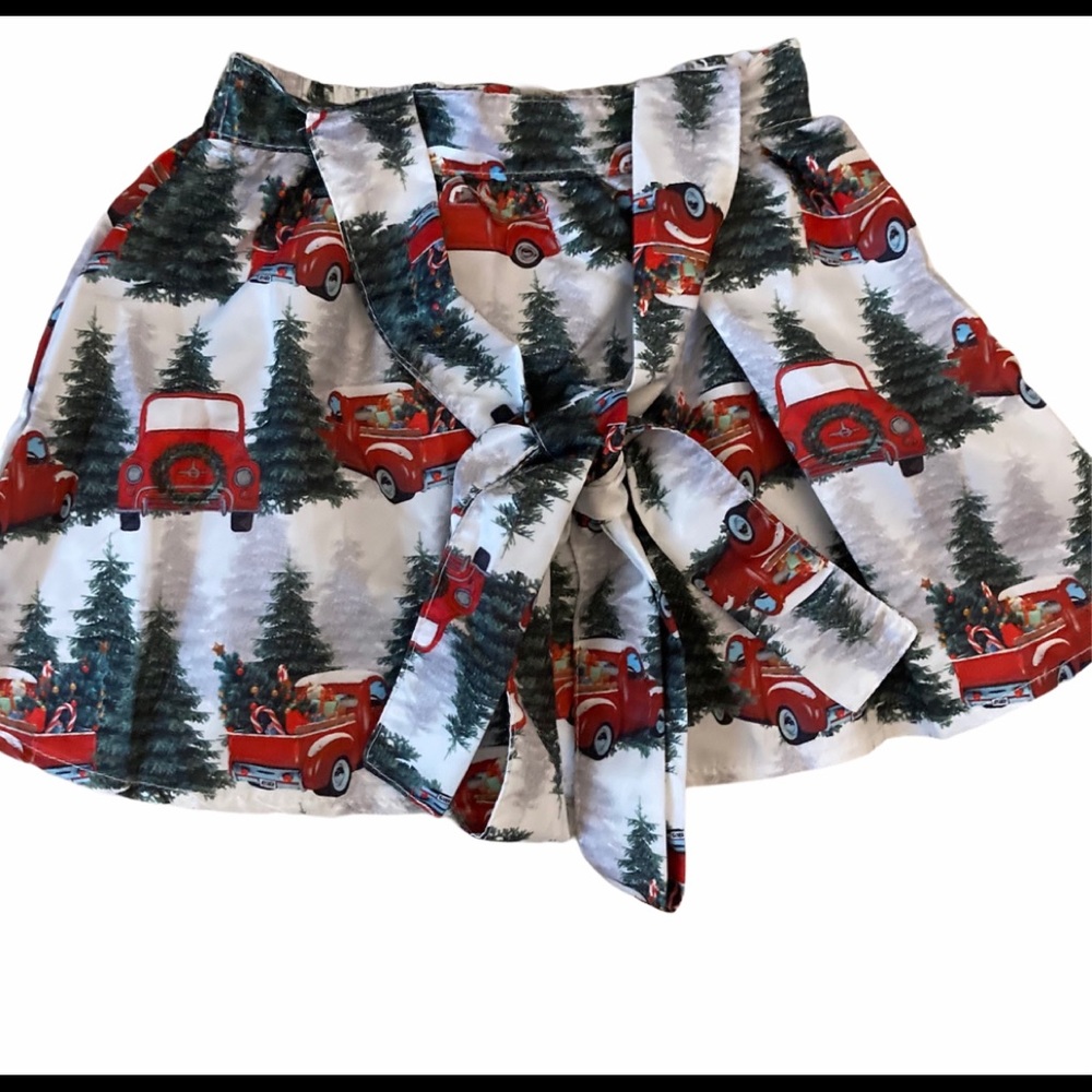 Holiday Vintage Truck Christmas Skirt Handmade 2/3